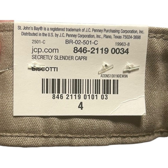 St Johns Bay Capri Pants Beige Mid-Rise Secretly Slender Slimming NWT Size 4 - Picture 5 of 5